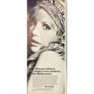 Rice Council of America "Got Nothing On Tonight? Consider Rice"Vtg Print Ad 1970